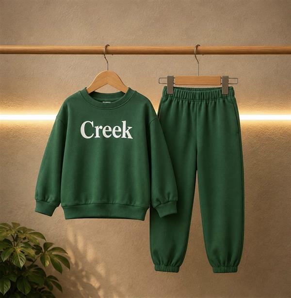 ست دورس و شلوار طرح Creek رنگ سبز کد 14224