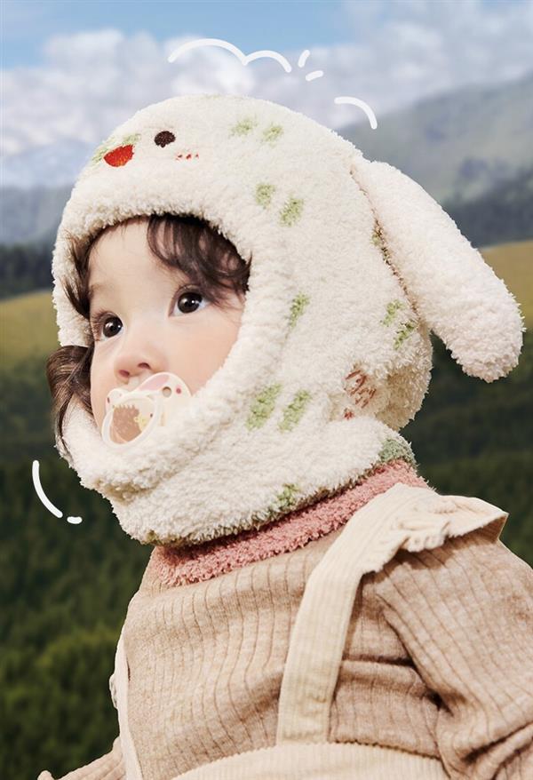 کلاه حوله ای ضخیم طرح خرگوش گوش برجسته شیری کد 21123