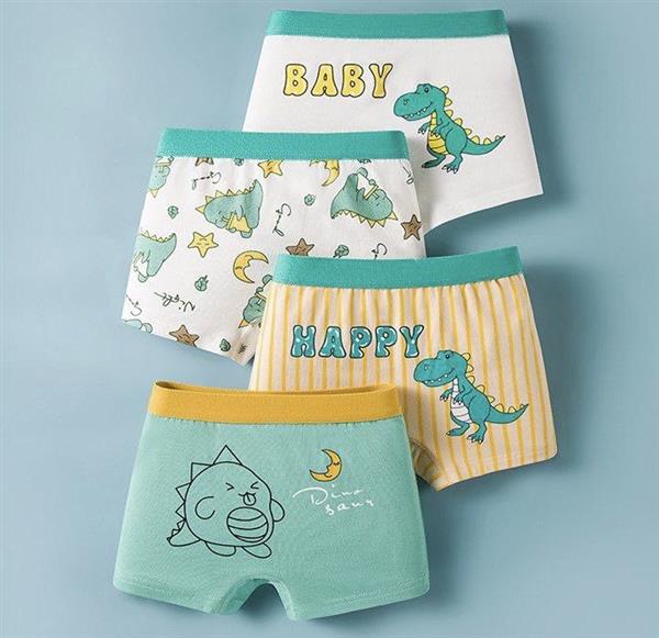 پک چهار عددی شورت پادار دایناسوری رنگبندی سبز و سفید و زرد کد 21188