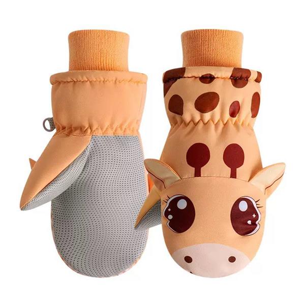 دستکش ضداب داخل لاینردار ضخیم طرح زرافه رنگ گلبهی  کد 21203