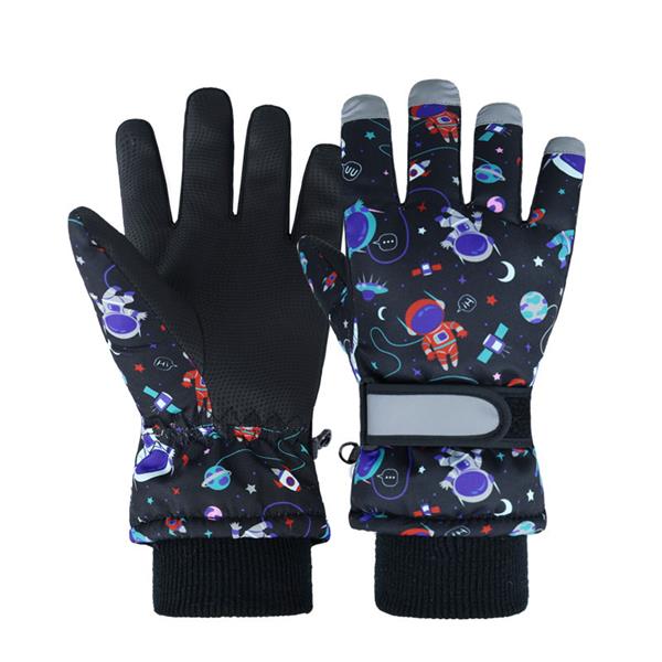 دستکش ضداب داخل لاینردار ضخیم طرح فضانورد و سفینه رنگ  مشکی  کد 21217