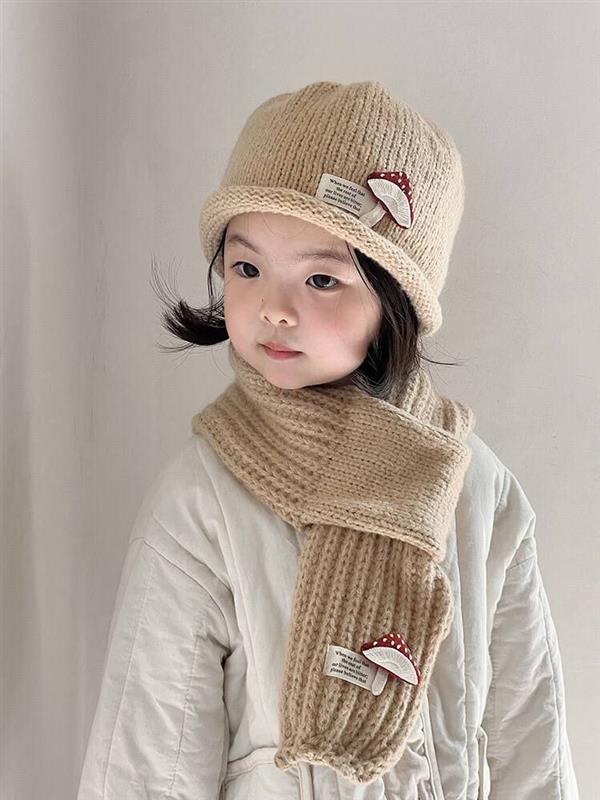 ست کلاه و شال بافت طرح قارچ برجسته کد 21379