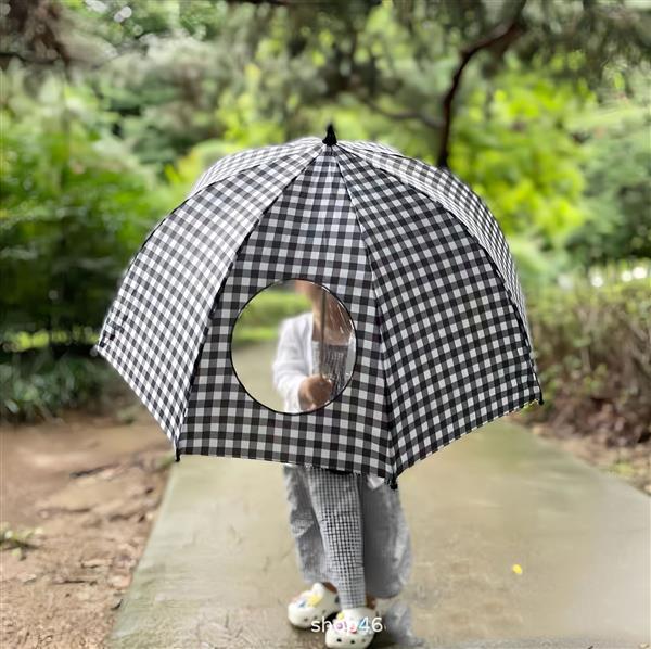 چتر چهارخونه مشکی وسط دایره شفاف کد 21406