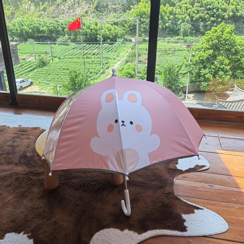 چتر خرگوشی وسط شفاف شیشه ای  رنگ صورتی کد 21408