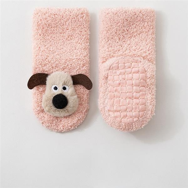 جوراب حوله ای استپ دار هاپو بر جسته رنگ گلبهی کد 21442