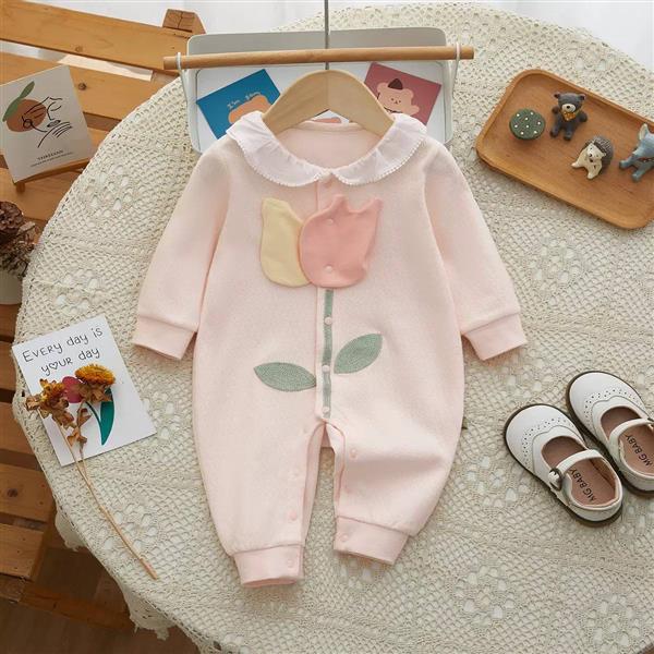 سرهمی عروسکی طرح گل لاله برجسته رنگ صورتی کمرنگ کد 21541