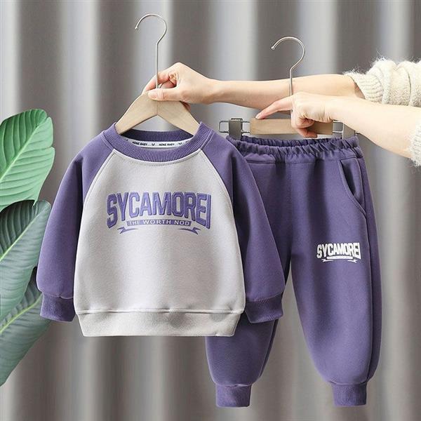 ست دورس و شلوار طرح SYCAMOREEI رنگ طوسی و بنفش کد 21676