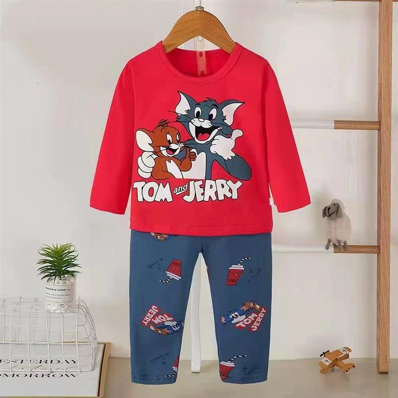 ست نخی بلوز سرخابی و شلوار ابی طرح Tom & Jerry سایز کوچک کد 10261