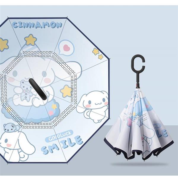 چتر سورمه ای داخل طرحدار کارتونی با دسته C طرح خرگوش و ستاره کد 14924