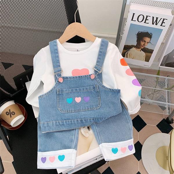 ست شومیز سفید و نیم تنه جین و شلوار جین قلبی کد 15719