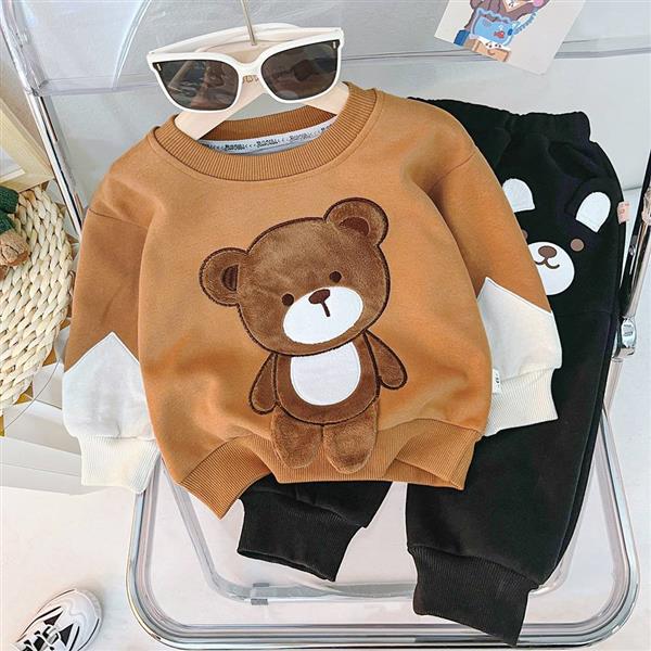 ست دورس  کرم  خرس توپولو و شلوار اسلش مشکی کد 16989