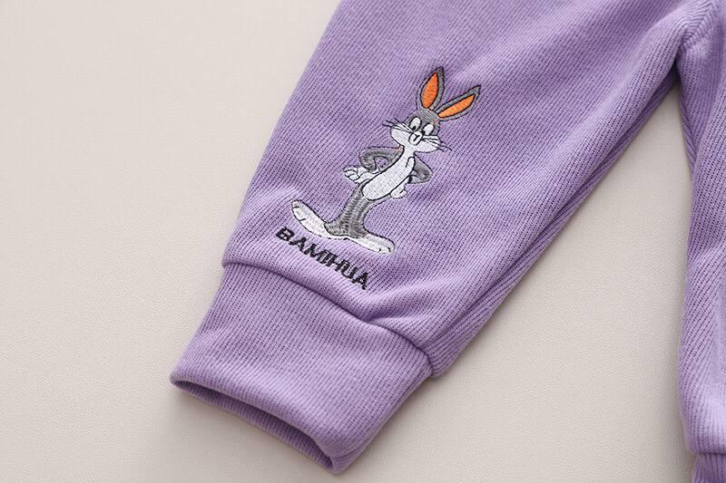 ست دورس و شلوار طرح Bugs Bunny رنگ شیری و یاسی کد 17427