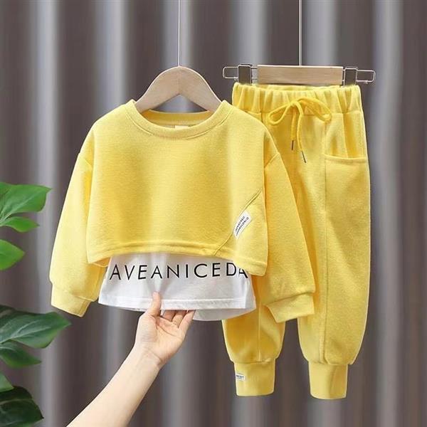 ست دورس نیم تنه و شلوار اسلش فشن رنگ زرد کد 17551