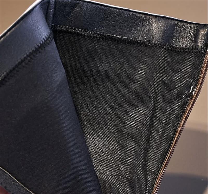 بوت بلند چرم مشکی بالا شیری کد 17589