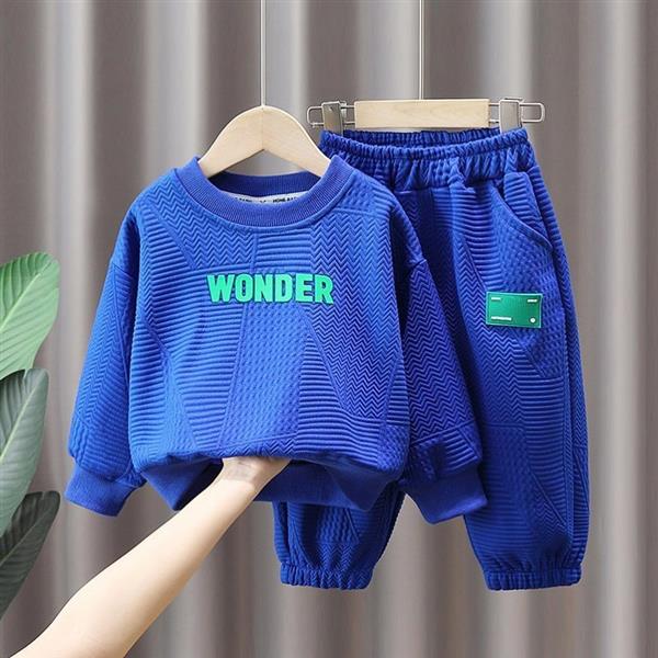 ست دورس و شلوار طرح WONFER رنگ ابی کاربنی کد 17864