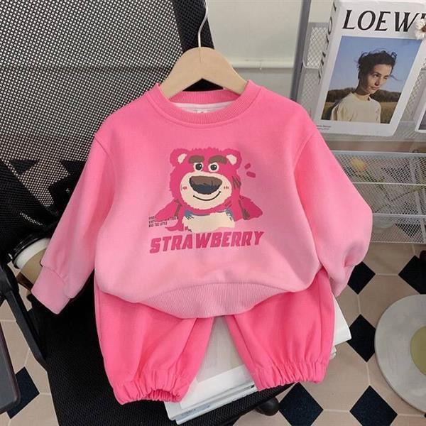 ست دورس و شلوار طرح لوتسو ابرنگی رنگ  صورتی کد 17958