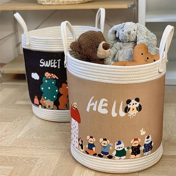 TOY BOX حصیری استوانه ای  سایز بزرگ کد 18219