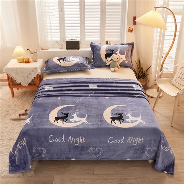 پتو سایز بزرگ طرح  Good Night رنگ سورمه  ای  کد 18245