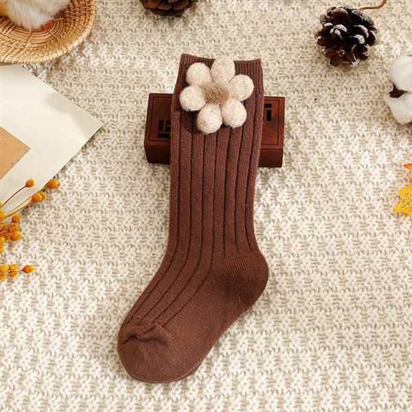 جوراب کشمیر  گل برجسته رنگ قهوه ای کد 18350