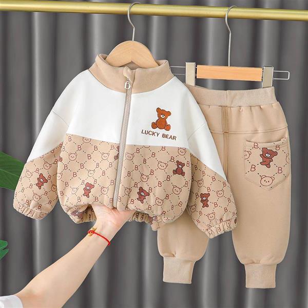 ست سویشرت سفید و مشکی و شلوار اسلش کرم طرح  BEAR   کد 18755