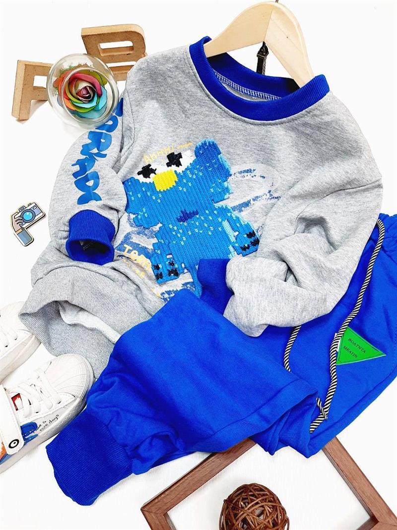 ست دورس طوسی سسمی و شلوار اسلش ابی کاربنی کد 19331