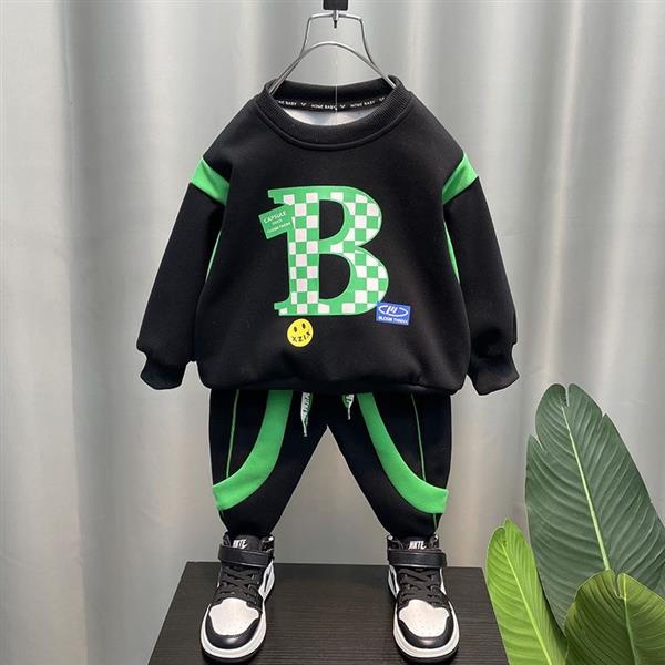 ست هودی مشکی B شطرنجی با شلوار اسلش مشکی کد 19357