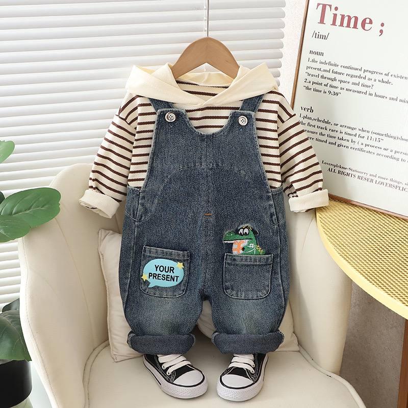 ست هودی راه راه شیری و قهوه ای با بیلر جین تمساح کد 19420