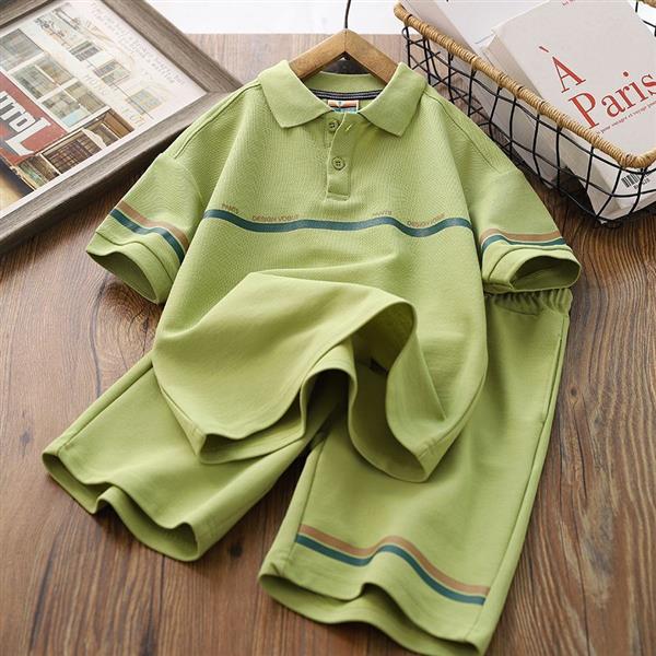 ست تیشرت جودون و شلوارک سوزنی طرح PANTS رنگ سبز کد 19496