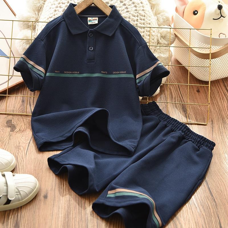 ست تیشرت جودون و شلوارک سوزنی طرح PANTS رنگ سورمه ای کد 19497