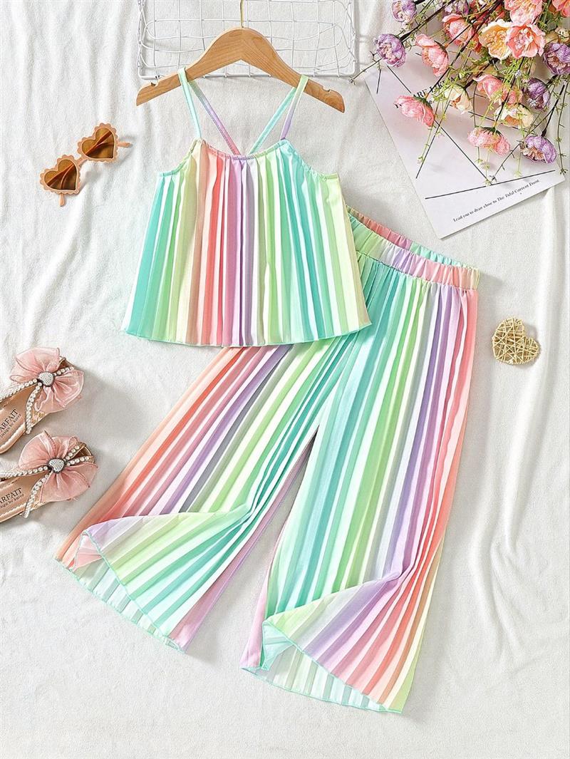 تاپ و شلوار پلیسه رنگارنگ  سبزابی کد 19755