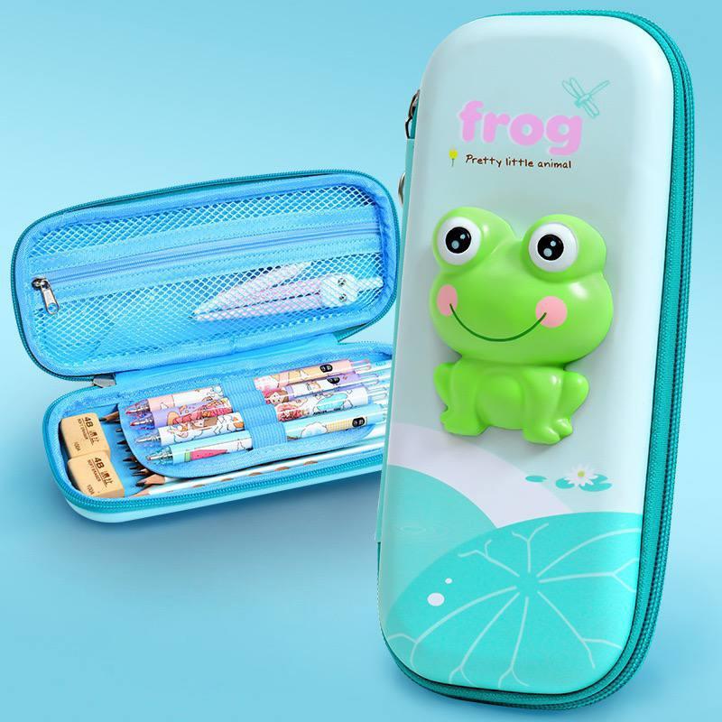 جامدادی چرم طرح Frog رنگ سبزابی کد 20284