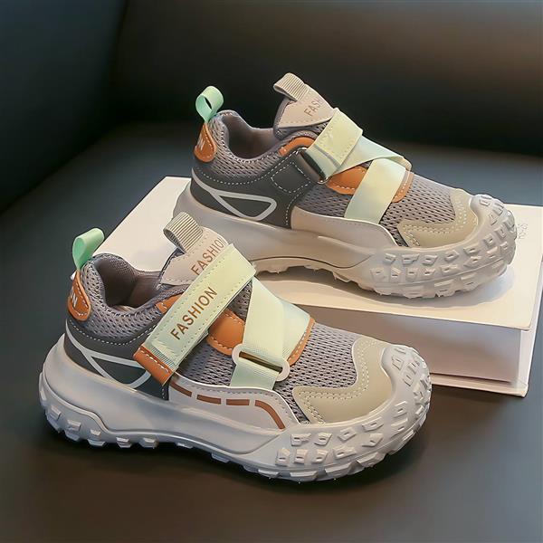 کتونی FASHION SPORT رویه تور رنگ طوسی و سبز کد 20323