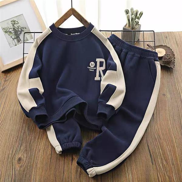 ست دورس  و شلوار اسلش فشن طرح  R   رنگ سورمه ای کد 20355