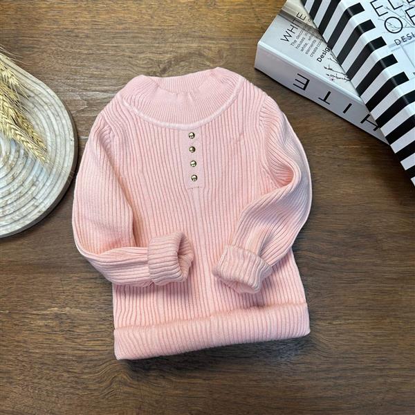 بلوز بافت یقه سه سانت کشمیر رنگ صورتی چهاردکمه کد 20385