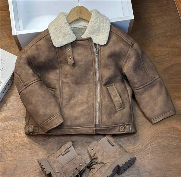 کاپشن بوفالو فشن قهوه ای داخل پشمی شیری کد 20395