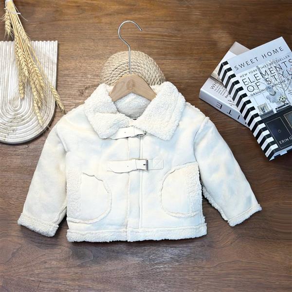 کاپشن بوفالو شیری یقه پشمی شیری کد 20414