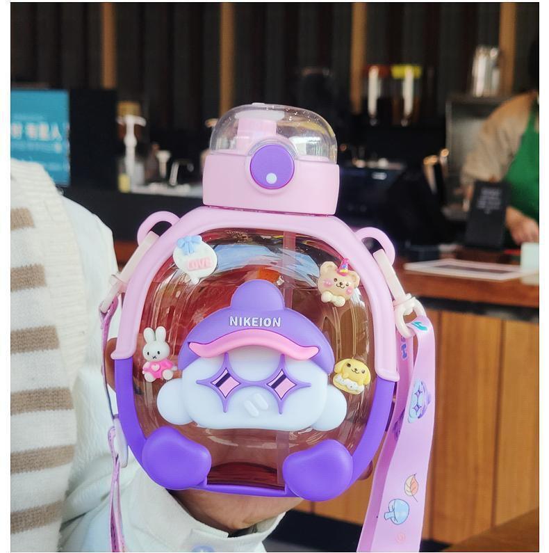 قمقمه بیضی بزرگ استیکر برجسته شفاف بغل رنگی کد 20539