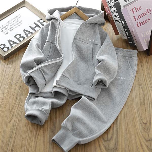 ست سویشرت کلاهدار طرح Cmfort با شلوار اسلش گت دار رنگ طوسی کد 20562