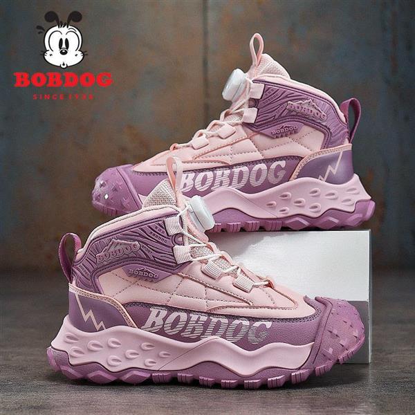 کتونی فشن ساقدار BOBDOG با دکمه تنظیم کننده بند رنگ یاسی و صورتی کد 20565