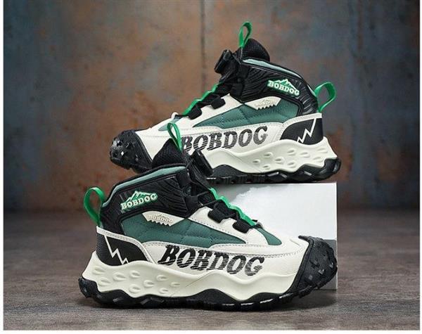 کتونی فشن ساقدار BOBDOG با دکمه تنظیم کننده بند رنگ مشکی و سبز کد 20566
