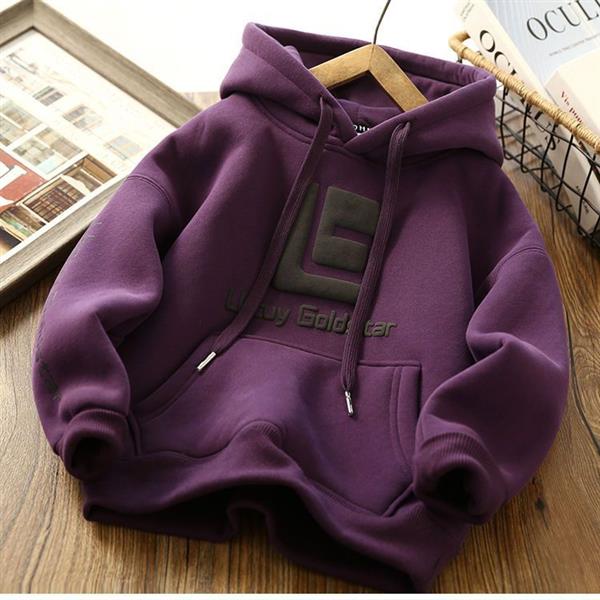 هودی داخل لاینردار طرح LUCKY GOLDSTAR رنگ بنفش کد 20576