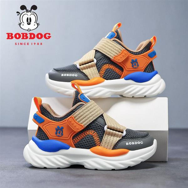 کتونی FASHION رویه بند ضربدری BOBDOG رنک طوسی و نارنجی کد 20586
