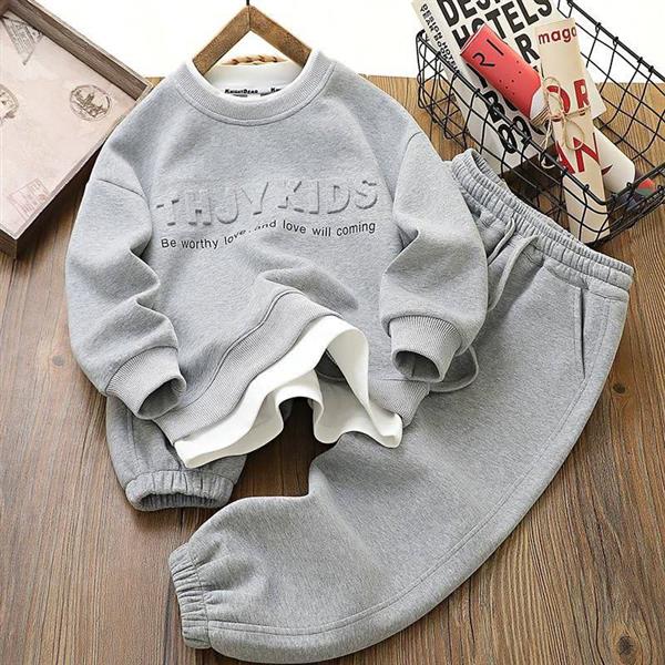 ست دورس و شلوار نوشته برجسته فشن رنگ طوسی کد 20600