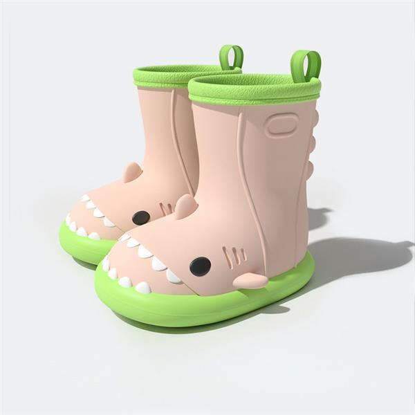 رین بوت طرح کوسه رنگ صورتی کفی سبز کد 20686