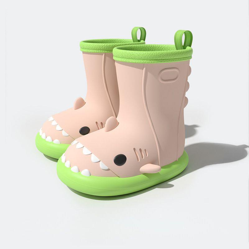 رین بوت طرح کوسه رنگ صورتی کفی سبز کد 20686