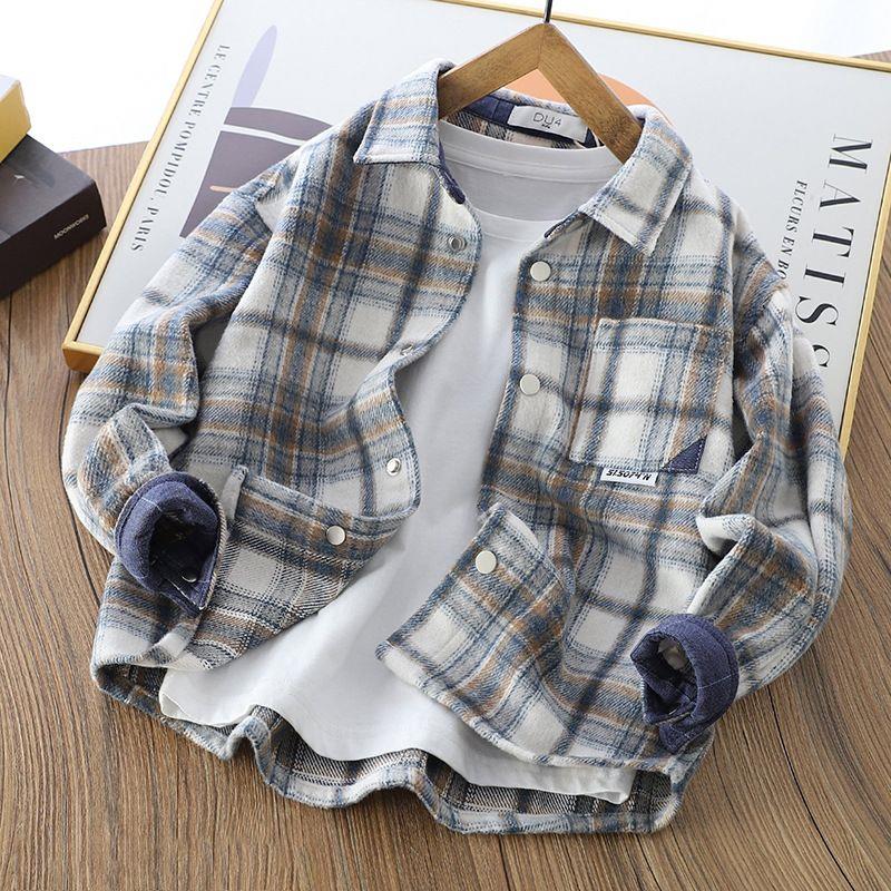 شومیز چهارخونه ضخیم تک جیب رنگ طوسی و سورمه ای کد 20689