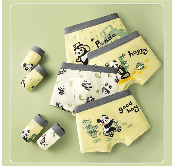 پک چهار عددی شورت پادار پاندا طرح رنگ فسفری و سبز کد 20711