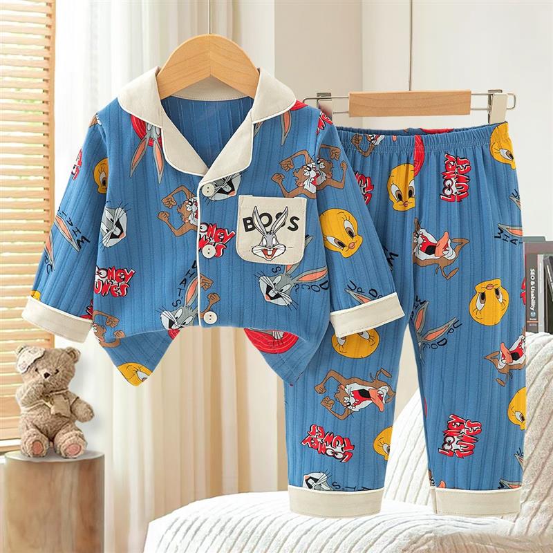 ست شومیز و شلوار راحتی طرح باگز بانی رنگ سورمه ای سایز کوچک کد 20752