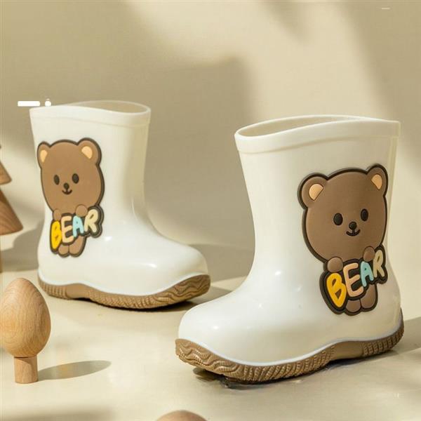 رین بوت شیری کفی قهوه ای طرح BEAR کد 20774