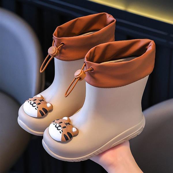 رین بوت کرم لبه کش قهوه ای طرح ببر برجسته کد 20775